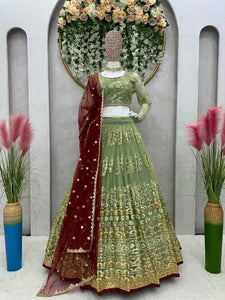 Perfect combination of green and gold Lehenga