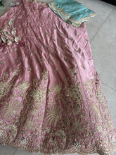 Pink satin silk Lehenga with contrasting dupatta