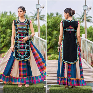 Khelayia colourful skirt with embroidered panel top - readymade (New trend)