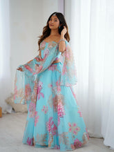 Light blue corset style floral Lehenga