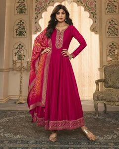 Shilpa Bhagalpuri silk anarkali and dupatta - readymade