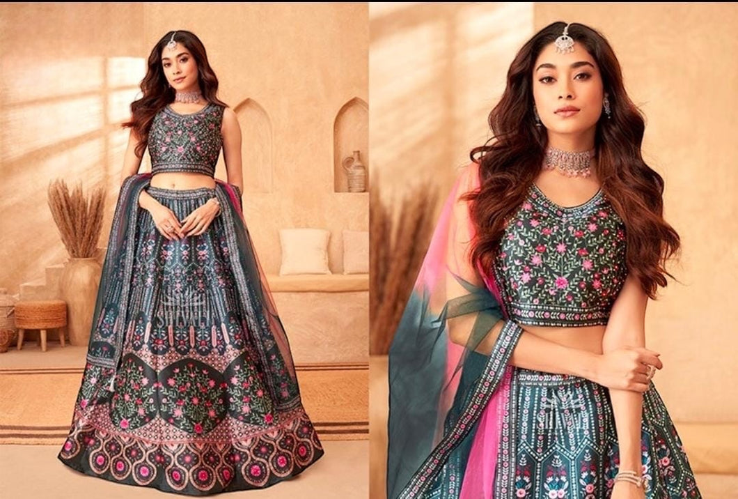 Boutique collection - midnight blue and diamonte Lehenga