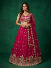 Pink chinon embroidered Lehenga