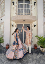 Peach and rama green Lehenga choli - readymade (matching men’s kurta available)