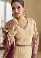 Cream ombré chikankari embroidered anarkali