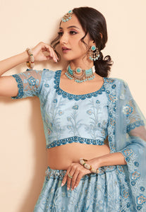 Oreya vol 2 - sky blue net Lehenga