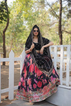 Black floral print blooming Lehenga