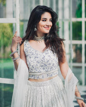 White and blue ombre Lehenga