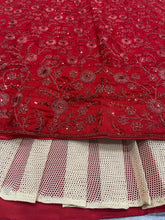 Red vichitra silk embellished Lehenga
