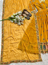 Yellow embroidered anarkali set