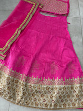 Pink and gold silk lehenga