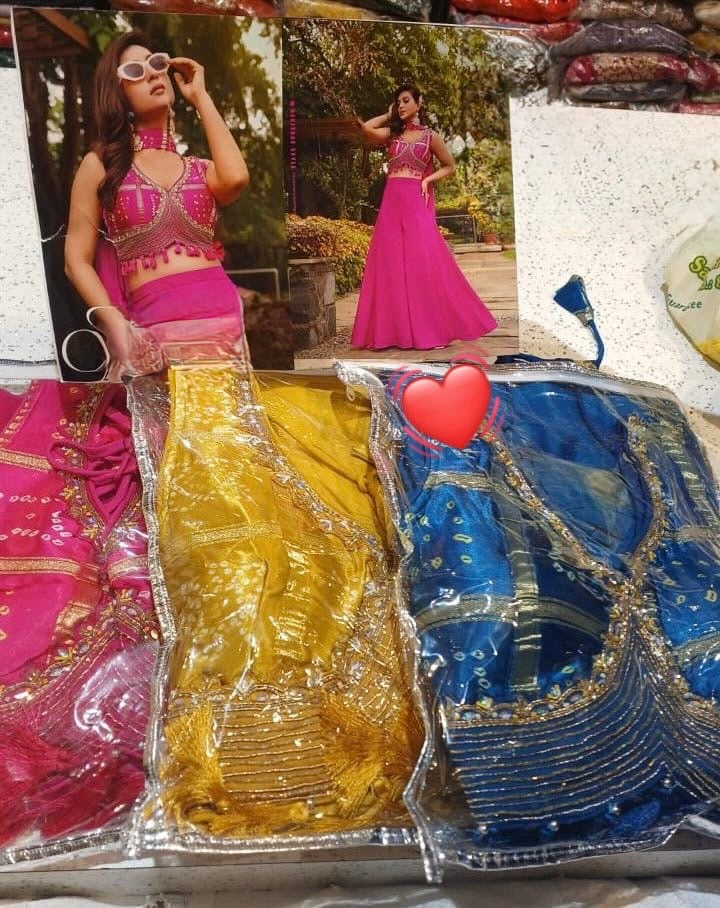 Pink bandhani print palazzo