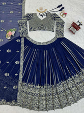 Navy blue sequins and thread Lehenga