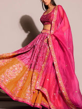 Pink and orange bandhani look Lehenga