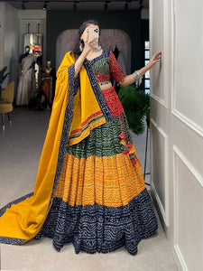 Festive bandhani print multi Lehenga readymade