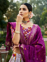 Tussar silk floral and patola print Lehenga in purple