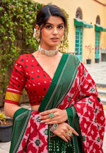 Tussar silk Lehenga in contemporary flair - green
