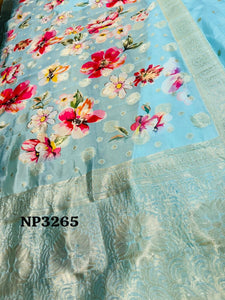Niks collection - light blue modal chanderi anarkali (plus size option)