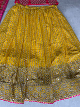 Arna collection - yellow and pink bandhani Lehenga