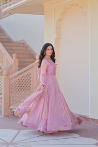 Blush pink chiffon gown readymade
