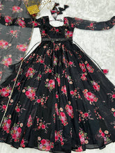 Black organza anarkali set