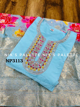 Niks - blue modal chanderi silk anarkali (plus size too up to UK 30)