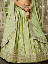 Pastel green chiffon embroidered Lehenga
