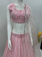 Baby pink mirror work and sequins Lehenga