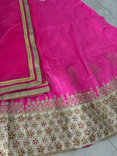 Pink and gold silk lehenga