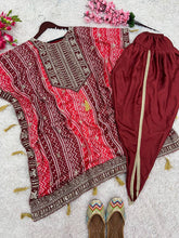 Red and maroon kaftaan set