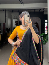 Yellow elephant pure cotton gamthi work readymade Lehenga