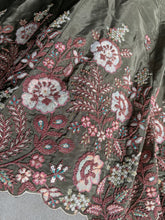 Olive Green Embroidered Floral Lehenga