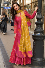 Pink toned jacquard silk anarkali