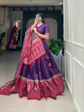 Tussar silk in timeless grace Lehenga in purple