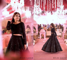 Black velvet sequinned Lehenga