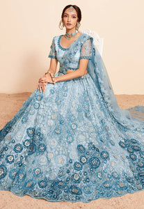 Oreya vol 2 - sky blue net Lehenga