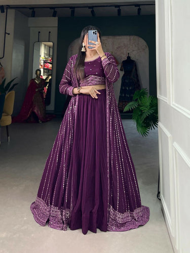 Purple Lehenga with shrug - full readymade