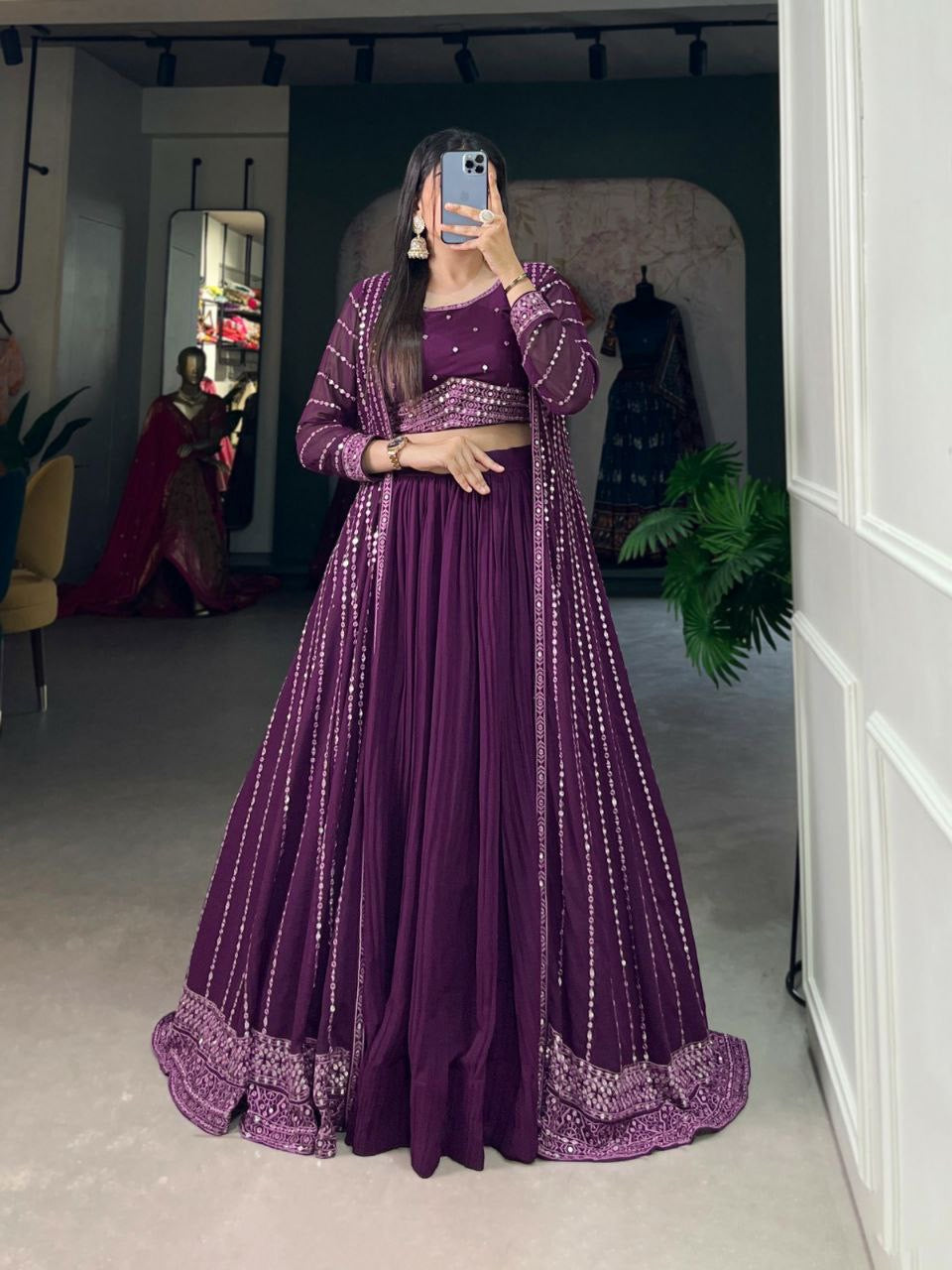 Purple Lehenga with shrug - full readymade