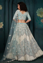 Sky blue georgette wedding Lehenga