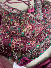 Deep wine floral organza Lehenga