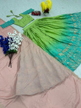 Green ombré Lehenga with elephant design