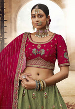 Green viscose Lehenga with gorgeous contrasting blouse