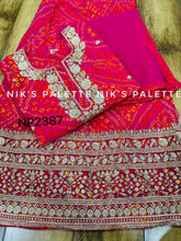 Niks collection - 3 piece bandhani suit in rani pink