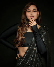 Sonakshi Sinha inspired black sequins saree
