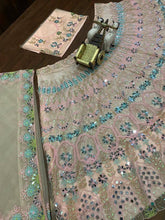 Beige and baby pink real mirror work Lehenga