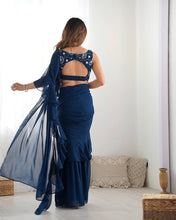 Blue ready to wear sharara saree (XS-XXL)