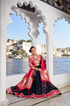 Jacquard silk Lehenga in black (skirt stitched)