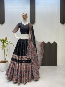 Black mirror work embroidered Chaniya Choli