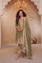 Olive green Simar silk salwaar kameez