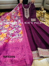 Niks collection - purple modal chanderi silk anarkali (plus size option)